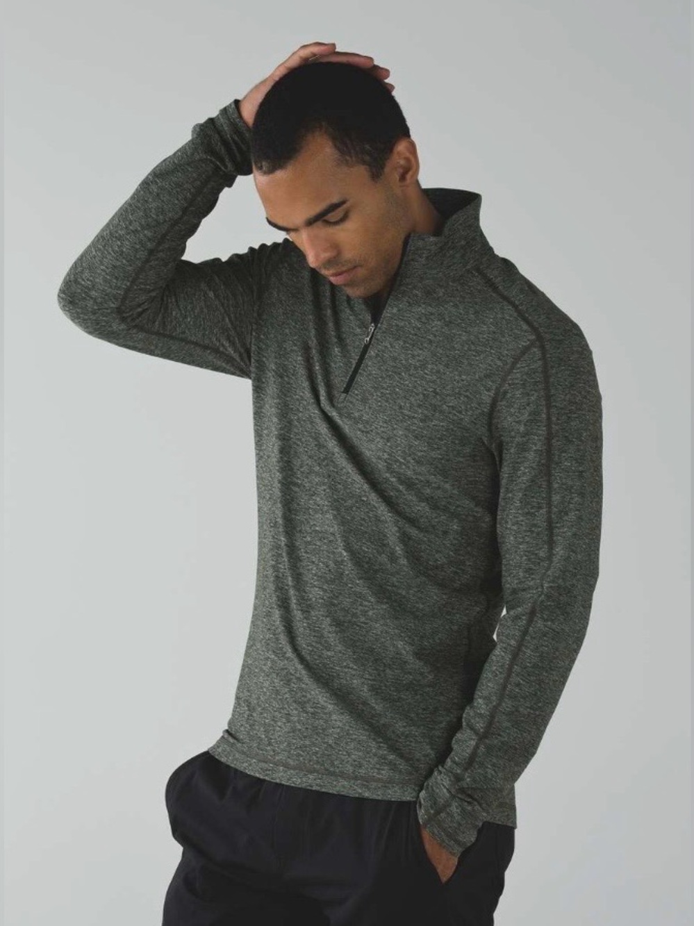 Lululemon Surge Warm 1/2 Zip, size L
Heathered Gator green 
#220